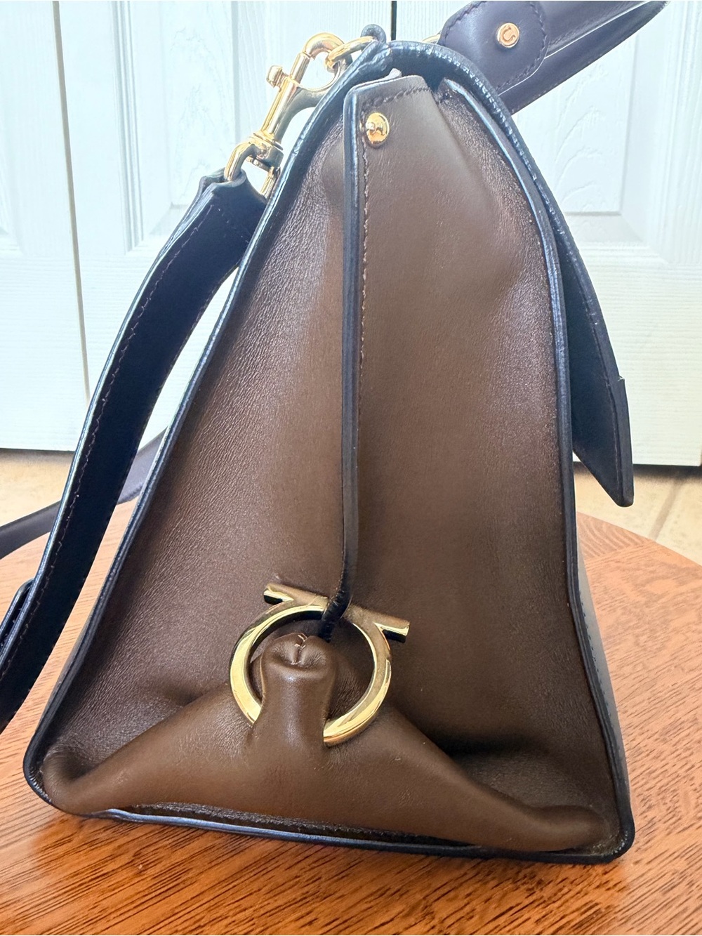 Salvatore Ferragamo Tricolor Blue Brown Leather Sofia Satchel and Shoulder Bag - Picture 4 of 16